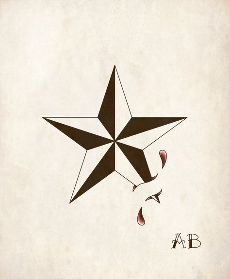 Old School Star Tattoo, Traditional Tattoo Star, Traditional Star Tattoo, Nautical Star Tattoos, H Tattoo, Nautical Star, Star Illustration, Star Tattoo, Traditional Tattoo Design