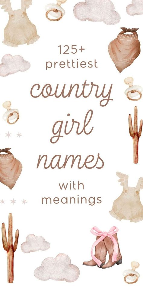 Wanna know the country baby girl names we are seriously crushing on for 2025? This Southern baby names list are the baby girl names that you don't hear every day - whether you love cute baby names, unique baby names, or majorly uncommon baby names, this full list of country baby names with meanings will give you tons of name inspiration for that sweet little one of yours! Cute Baby Names Unique, Baby Gurl Names, Country Baby Girl Names, Southern Baby Girl Names, Sweet Baby Girl Names, Southern Girl Names, Country Girl Names, Western Baby Names, Biblical Girl Names