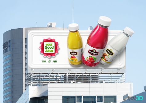 Elevating Advertising: Brandspace3D's Innovation in 3D Billboard Design 3d Billboard Design, Creative Billboard Design Ideas, 3d Billboard, Outdoor Advertising Billboard, Juice Ad, Floor Graphics, Juice Branding, Billboard Advertising, Billboard Design