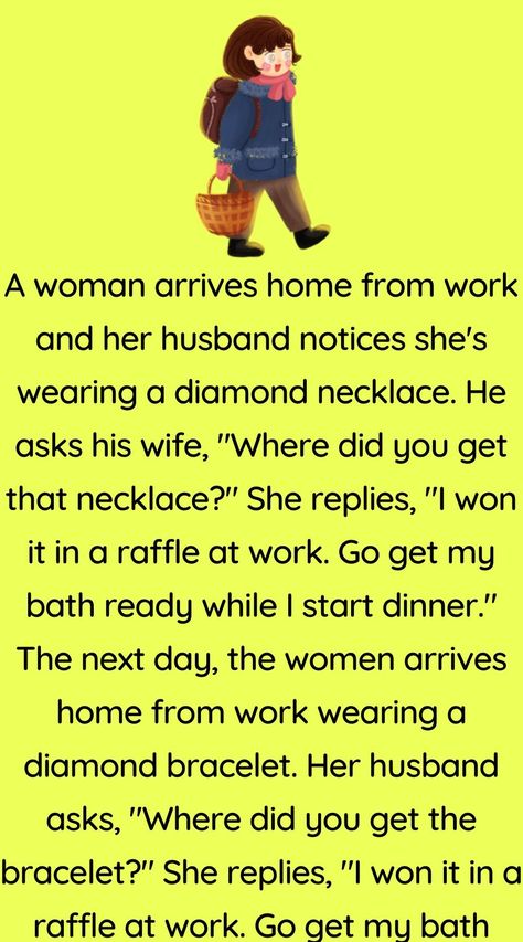 A woman arrives home from work - Funny Jokes and Story | Humors - Funny Jokes and Story | Humors Short Stories For Adults, Cute Short Stories, Story Of The Year, Work Funny, Jokes Humor, Wife Jokes, Sports Celebrities, Funny Jokes For Adults, Silly Jokes