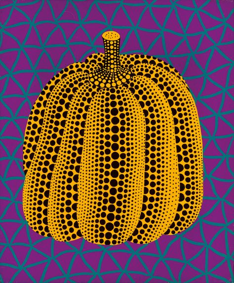 Midnight Pumpkin, Yayoi Kusama Pumpkin, Pumpkin Carving Templates, Pumpkin Art, Japanese Poster, Yayoi Kusama, Art Japonais, Wall Art Canvas Painting, Painted Pumpkins