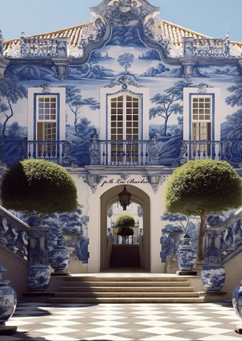 Terrace House Design, Castle House Design, Portuguese Azulejos, Greece Villa, Architecture Classic, Classic Villa, Outdoor Deco, A Mansion, Chinese Pottery