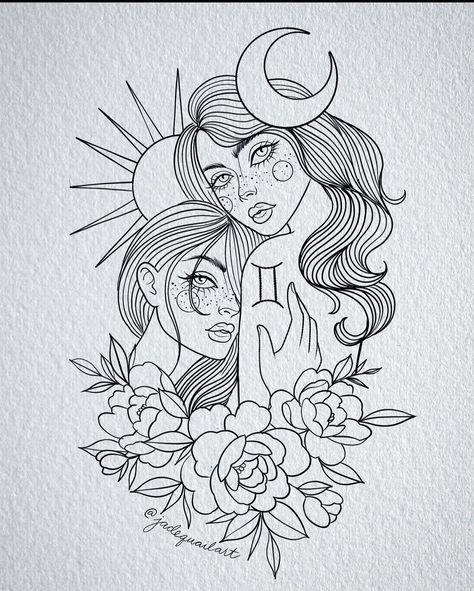 Map Sketch, Gemini Art, Mystical Tattoos, Small Shoulder Tattoos, Light Tattoo, Aries Tattoo, Gemini Tattoo, Detailed Coloring Pages, Unique Drawings