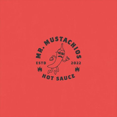 Stoked to share this brand identity for Mr. Mustachios, a new hot sauce company! As someone who loves hot sauce, this was a super fun project. Jeremy had a strong vision for the brand right from the start. We wanted to lean into the name and create a character to represent the brand and its playfulness. Fun, bright, mischievous!

Let's work together: sgroidesign.com

#hotsauce #logo #cartoon #minnesota #branding #character #brandidentity #badge #pattern Branding Character, Create A Character, Logo Cartoon, Retro Graphic Design, Creating Characters, A Character, The Start, Hot Sauce, Graphic Design Inspiration