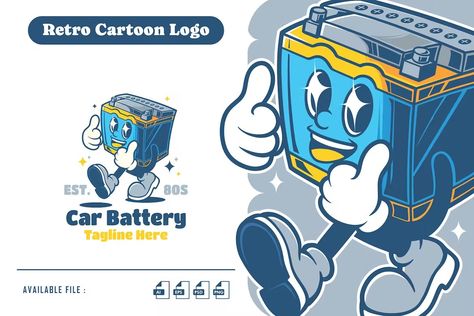 Car Battery Retro Logo, Logos ft. retro & mascot - Envato Elements Retro Mascot, Car Mascot, Dream Artwork, Cartoon Logo, Retro Cartoons, Mascot Design, Best Logo Design, Retro Logo, Envato Elements