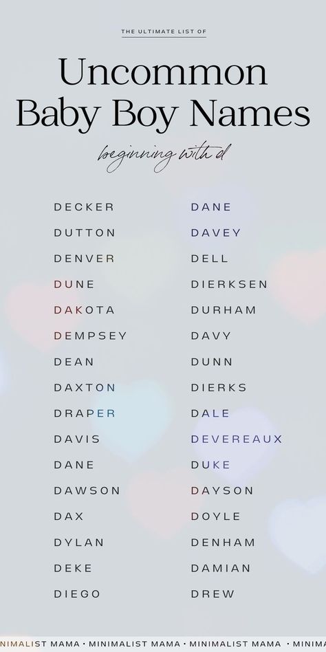 D Boy Names, D Names, Unique Baby Names For Boys, Uncommon Baby Boy Names, Country Baby Names, New Baby Names, Names For Boys