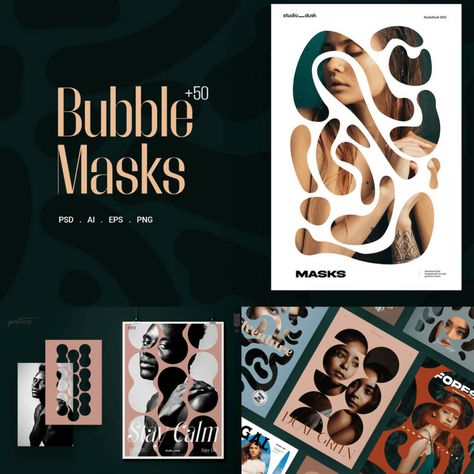 Introducing our collection of 50 Abstract Bubble Masks and Shapes, a unique set of digital elements that will add a creative touch to your designs. Each mask and shape is carefully crafted with Clipping Mask Design, Clipping Mask Illustrator, Mask Graphic Design, Cliping Mask, Text Mask, Photoshop Shapes, Bubble Mask, Mask Images, Mask Shapes