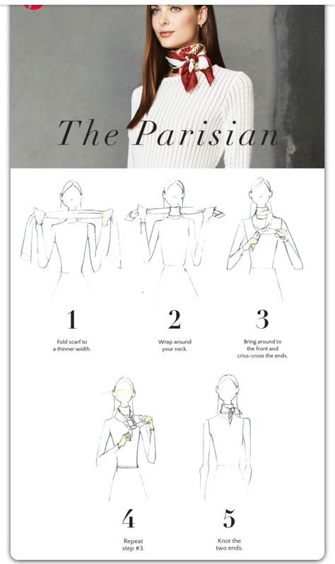 Ways To Tie Scarves, Scarf Knots, Style Parisienne, Silk Scarf Style, Mode Tips, Ways To Wear A Scarf, How To Wear A Scarf, Scarf Outfit, Hermes Scarf