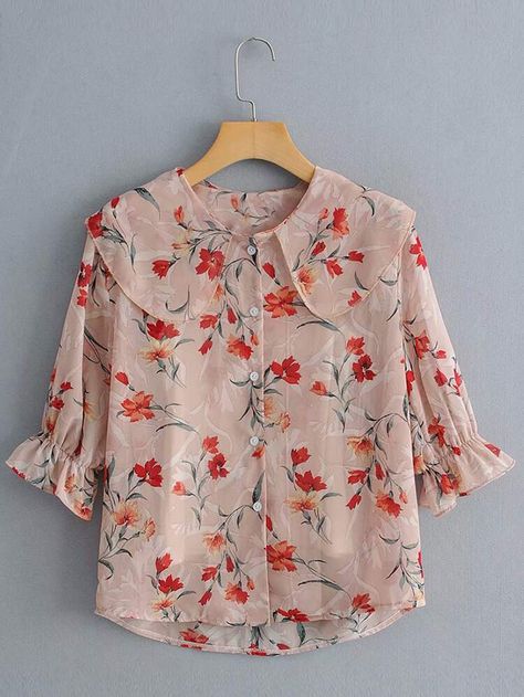 To find out about the Ditsy Floral Chiffon Blouse & Cami Top at SHEIN, part of our latest Blouses ready to shop online today! Blouse Tops Designs, Floral Chiffon Blouse, Chiffon Tops Blouses, Womens Tops Dressy, Fancy Tops, Fashion Top Outfits, Fashion Tops Blouse, Trendy Fashion Tops, Tops Blouse