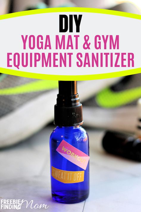 Do you know how many germs are lingering on yoga mats and gym equipment? A disturbing amount which is why properly protecting yourself by using a sanitizer when you work out is important. This all-natural Homemade Sanitizer Spray is easy to make and effective at killing germs without any harsh chemicals or alcohol. Try it today along with my Homemade Hand Sanitizer recipe! #homemadesanitizerspray #diysanitizingspray #diysanitizerspray Homemade Sanitizer, Diy Yoga Mat Cleaner, Hand Sanitizer Recipe, Diy Yoga Mat, Essential Oil Bug Spray, Yoga Mat Spray, Yoga Mat Cleaner, Natural Hand Sanitizer, Diy Yoga