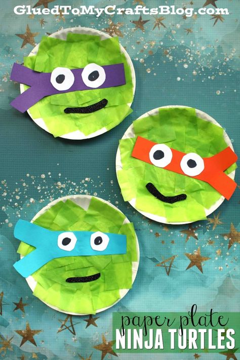 Teenage Mutant Ninja Turtles Crafts, Ninja Turtle Crafts, Ninja Crafts, Hero Crafts, Turtle Crafts, Superhero Crafts, Paper Plate Crafts For Kids, Summer Camp Crafts, Fun Arts And Crafts