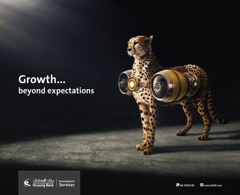 The Outdoor Advert titled Beyond Expectations: Cheetah was done by Adpro Communications advertising agency for Housing Bank for Trade and Investment in Jordan #creative #marketing #advertising #adsspot #digitalmarketing #branding Banks Advertising, Banks Ads, Ad Inspiration, Advertising Archives, Digital Advertising Design, Real Estate Marketing Design, Creative Advertising Campaign, Publicidad Creativa, Creative Poster Design