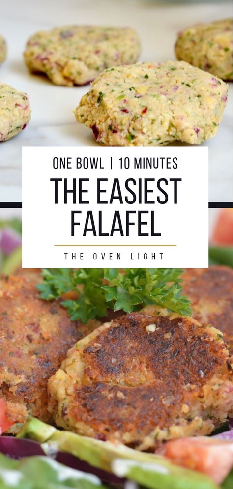 Easy Falafel Recipe Air Fryer, Simple Medeteranian Recipes, Oven Falafel Recipe, Easy Homemade Falafel, Simple Healthy Dinners Vegetarian, Falafel Easy Recipe, Simple Falafel Recipe, Mediterranean Falafel Recipe, Make Ahead Vegetarian Lunch