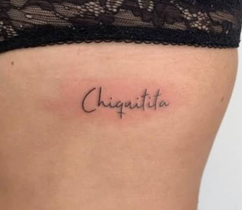 Mamma Mia Tattoos Ideas, Chiquita Tattoo Abba, Abba Inspired Tattoo, Chiquitita Abba Tattoo, Chiquita Tattoo, Small Tattoos Meaning, Chiquitita Tattoo, Mamma Mia Inspired Tattoo, Mama Mia Tattoo