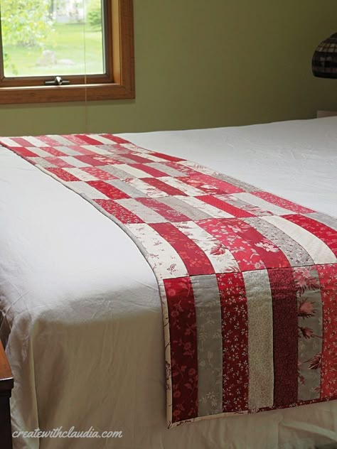 Jelly Roll Bed Runner Pattern - Create with Claudia Bed Runners Ideas, Organizing Fabric Scraps, Quilted Runners, Table Topper Patterns, Jelly Roll Quilt Patterns, Quilted Table Runners Patterns, Quilted Table Toppers, Quilt As You Go, Jellyroll Quilts