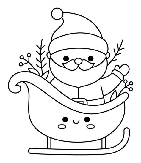 Frost Illustration, Black And White Kawaii, Office Colors, Color Worksheets, Christmas Drawing, Christmas Coloring Pages, Father Christmas, Line Icon, Christmas Winter