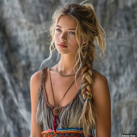 25 Chic Pool Hairstyle Ideas Loose Single Braid, Long Hairstyles Boho, Loose Curly Braid, Female Pirate Hairstyles, Poolside Hairstyles, Loose Side Braid, Textured Braid, Braid Waves, Dutch Pigtail Braids