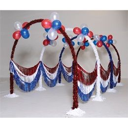 Patriotic 4-arch Tunnel Parade Float Decorating Kit Christian Floats For Parade, Veterans Day Float Ideas, Patriotic Parade Float Ideas, Easy Parade Float Ideas, Winter Parade Float, Holiday Parade Floats, Parade Float Theme, Mardi Gras Parade Float, Parade Float Ideas