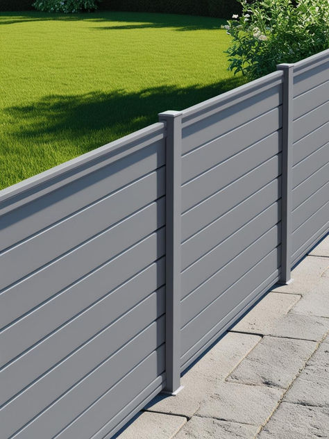 Horizontal Black Fence Ideas for Your Backyard Horizontal Fence Ideas, Pvc Fencing, Fence Design Ideas, Decorative Garden Fencing, Pvc Fence, Fence Options, Garden Fences, Horizontal Fence, Privacy Fences