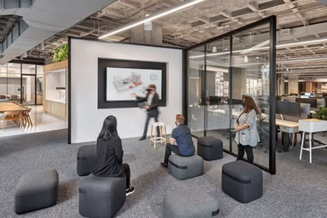 8 Best Hybrid Office Examples | iOFFICE Finance Office, City Office, Modular Lounges, Modular Walls, Glass Walls, Open Office, Office Snapshots, Workplace Design, Private Office