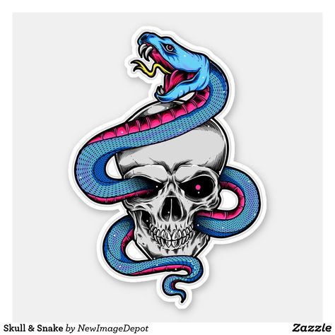 Skull & Snake Sticker Snake Sticker, Skull And Snake, Skull Snake, Image Moto, Skeleton Sticker, Arte Grunge, Arte Alien, Psy Art, Skull Sticker