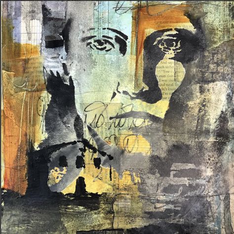 Absolutely breathtaking piece of art by Mary Beth Shaw using Pam Carriker's "Her Story" stencil from StencilClub. #stencils #faces #layers #paint #mixedmedia #goldenpaints Portraiture Artist, Contemporary Folk Art, Layered Art, Paper Collage Art, Mixed Media Art Journal, Art Journal Techniques, Collage Art Mixed Media, Mixed Media Artwork, Collage Mixed Media