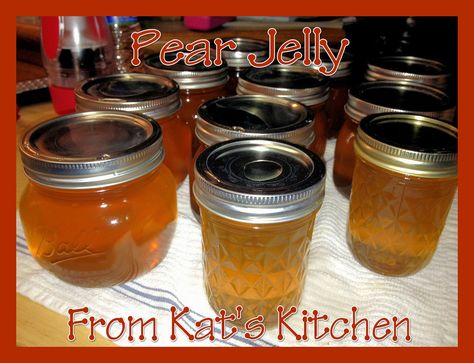 Pear Jelly is a fun easy way to use up your peels and cores when canning pears.  I placed all my peels and cores into a container, put a lid... Pear Jelly Recipes, Asian Pear Recipes, Prickly Pear Jelly, Prickly Pear Recipes, Pear Jelly, Tucson Style, Canning Jams, Freezing Recipes, Canning Pears