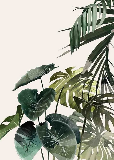 Trendy Plants, Illustration Botanique, Watercolor Leaves, Plant Illustration, Pattern Illustration, Botanical Illustration, Botanical Art, 그림 그리기, Green Leaves