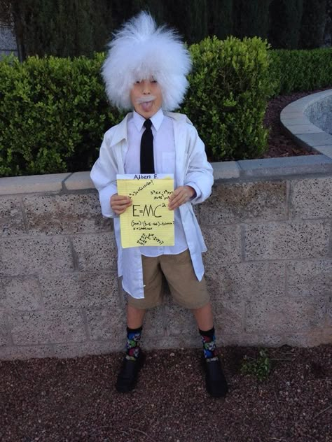 Albert Einstein Fancy Dress, Math Dress Up, Historical Figure Dress Up Day, Albert Einstein Costume Women, Science Costumes For Kids, Math Costume Ideas, Historical Figures Costumes, Albert Einstein Costume, Einstein Costume