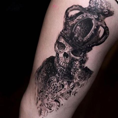 niki norberg @niki23gtr Skull King Tattoo, Steampunk Tattoo Design, Best 3d Tattoos, Steampunk Tattoo, King Tattoo, Skull King, Kunst Tattoos, King Tattoos, Tattoo Master