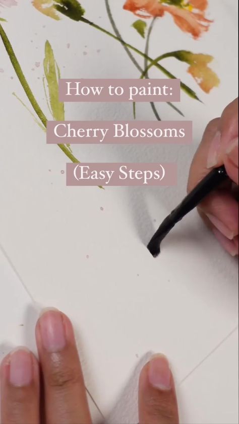 artphilosophyco on Instagram: Easy tutorial on HOW TO PAINT CHERRY BLOSSOMS 🌸 By @jennyfloresart ✅ Comment what flower should I do next ⬇️😍🌷 . . . . .… Cherry Blossom Painting Tutorial, Easy Cherry Blossom Painting, How To Paint Cherry Blossoms, Cherry Blossom Painting Acrylic, Blossom Painting, Cherry Blossom Painting, Cherry Blossom Flowers, Japanese Cherry Blossom, Painting Videos