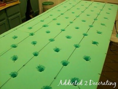 deep tufted headboard... probably more work than I'm willing to do, but really pretty.  I love the deep tufts. Diy Tufted Headboard, Headboard Projects, Headboard Tutorial, Diamond Tufted Headboard, Diy Headboard Upholstered, Tufted Headboards, Tufted Upholstered Headboard, Diy Headboards, Diy Headboard