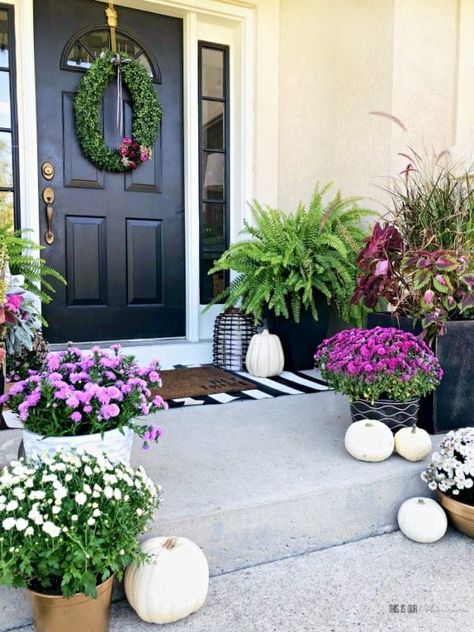 Gorgeous fall decorating ideas for your front porch Farmhouse Fall Porch Decor, Cozy Fall Porch, Fall Entryway Decor, Front Porch Decorating Ideas, Farmhouse Trends, Fall Decorating Ideas, Fall Entryway, Kid Friendly Halloween, Porch Decorating Ideas