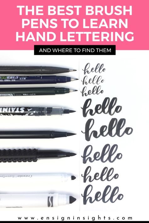 One of the questions I get asked the most is, “What pens should I start with as a beginner?” When I first started hand lettering, I had no idea that there were so many different types o… Hand Lettering Pens, Aesthetic Craft Ideas, Best Brush Pens, Craft Ideas For Beginners, Aesthetic Craft, Notes Taking, Learn Hand Lettering, Brush Pen Lettering, Bullet Journal Font