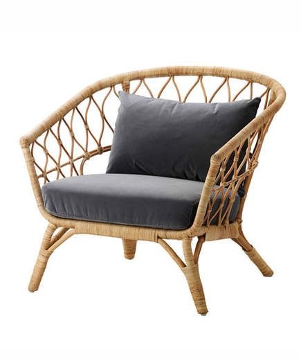 STOCKHOLM 2017 Chair | Island style gets a Scandinavian twist with this rattan chair. Use it as an accent piece to pair with your existing sofa. And while some rattan seating isn’t exactly comfortable, this one has pocket springs to support your body. The cushion also comes in white. Stockholm 2017, Ikea Bohemian, Ikea Stockholm, Balcony Table And Chairs, Ikea Catalog, Retro Sofa, Rattan Armchair, Ikea Chair, Outdoor Seat