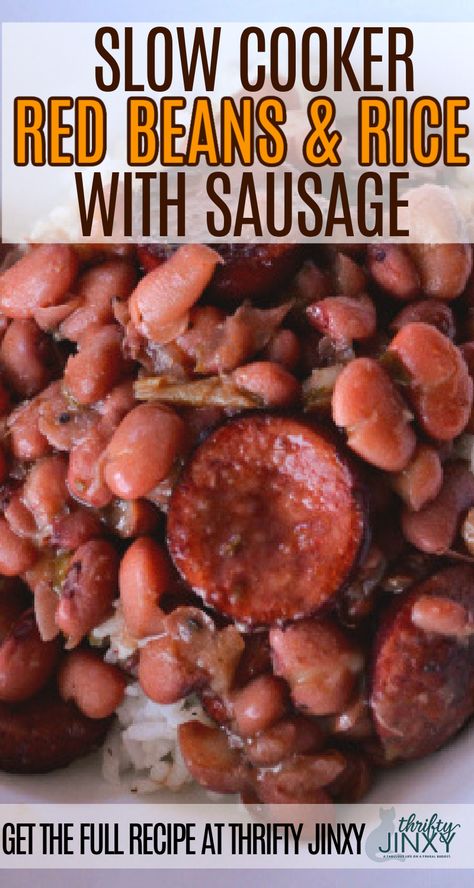 Red Beans And Sausage Recipe, Beans And Sausage Recipe, Red Beans And Sausage, Red Beans And Rice Recipe Crockpot, Red Beans And Rice Recipe Easy, Beans Recipe Crockpot, Rice With Sausage, Sausage Slow Cooker, Red Bean And Rice Recipe