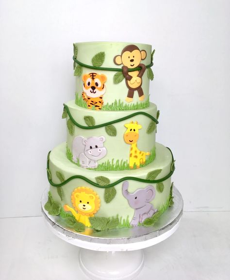 Birthday Cake Without Fondant, Jungle Theme 1st Birthday Party Cake, Jungle Theme Cakes 1st Birthday, Safari Theme Cake 1st Birthdays, Jungle Theme Birthday Cake, 1st Birthday Cake Jungle Theme, Jungle Theam Birthday Cake, Jungle Theme Cake, Wild One Cake