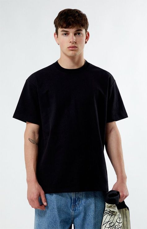 Rows Texture T-Shirt Black Tshirt Outfit, Oversized Black T Shirt, Plain Black T Shirt, Creative T Shirt Design, Pacsun Mens, Tshirt Design Inspiration, Shirt Design Inspiration, Blank T Shirts, Clothing Mockup