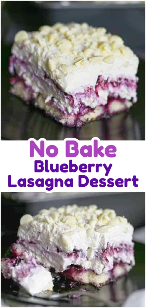 Blueberry Lasagna, Cheesecake Lasagna, Cookies Blueberry, Layered Dessert Recipes, Lasagna Dessert, Dessert Lasagna, Blueberry Desserts Recipes, Mousse Filling, Blueberry Filling