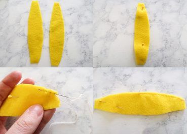 Banana | Felt Food Tutorial & Pattern | Woo! Jr. Kids Activities Felt Banana Pattern, Felt Banana, Felt Food Diy, Felt Food Patterns, Felt Fruit, Banana Pattern, Banana Peel, Sewing Stuffed Animals, Food Patterns