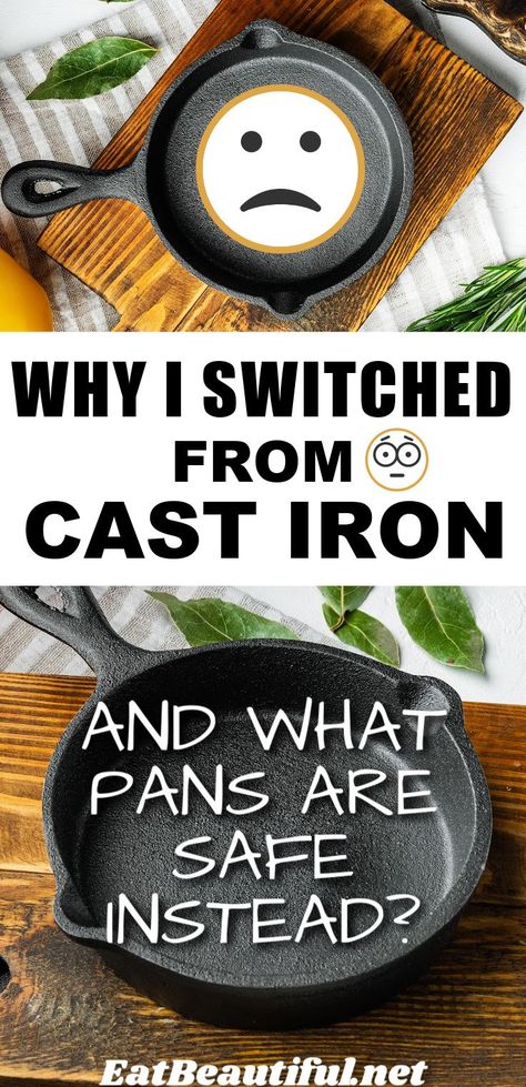 Why I Switched from Cast Iron and What Pans are Best and Safe Instead? shares why cast iron puts too much iron into the body. Even though many of us thought this was the best kind of pan out there for natural cooks, we were wrong. | #castiron Metal Cooking Utensils, Natural Cooking, Cast Iron Cooking, Stainless Steel Cookware, Iron Skillets, Enameled Cast Iron, Cast Iron Skillet, Iron Pan, Health Risks