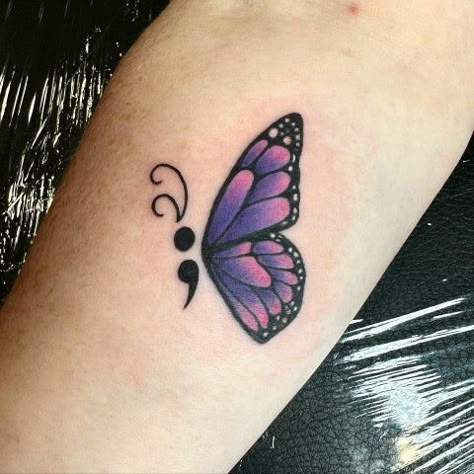 Semicolon Nails, Semi-colon Tattoo Butterflies, Semi-colon Butterfly Tattoo Simple, Butterfly And Semicolon Tattoo, Butterfly With Semicolon, Butterfly Tattoo Semicolon, Semi Colon Tattoos For Women, Butterfly Semi Colon, Butterfly Tattoo With Semi Colon