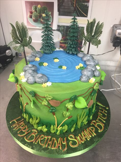 Swamp Birthday Cake, Swamp Cake, Camping Cake, Camping Cakes, Bday Party Kids, Animal Birthday Cakes, Babymoon Photos, Cake Cake, Wardrobe Ideas