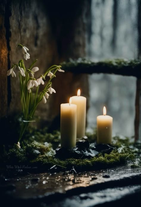 ✨ Imbolc stirs the dormant embers within, igniting the flame of inspiration and renewal, casting its warm glow upon our deepest desires and dreams! Merry Imbolc! 💕 xo, ~ Jenna www.whitewitchparlour.com . #imbolc #snowdrop #winter #witch #velentinesday @whitewitchparlour Imbolc Aesthetic Altar, Imbolc Aesthetic Wallpaper, Imbolc Phone Wallpaper, Imbolc Wallpaper, Imbolc Altar Ideas, February Energy, Imbolc Decor, Light Witch Aesthetic, Imbolc Decorations