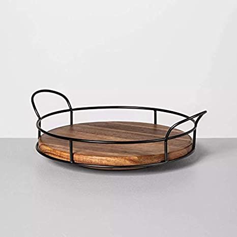 Hearth and Hand with Magnolia Tray Collection (Lazy Susan, 10 Inch) Lazy Susan Decorating Ideas On Counter, Amazon Farmhouse Decor, Black Hearth, Wooden Lazy Susan, Hearth And Hand With Magnolia, Wooden Trays, Hearth & Hand With Magnolia, Round Serving Tray, Chip And Joanna Gaines