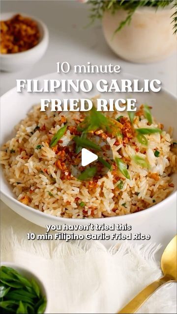 Oahu Family Fun - Activities & Events on Instagram: "Yum! I want some for breakfast!  @takestwoeggs 10 minute Filipino Garlic Fried Rice 🍚  If you love garlic, then you’re missing out if you haven’t tried this garlic fried rice! The crispy garlic bits paired with the soft rice are the ultimate garlic experience. Use this dish as a versatile side or add some protein for a quick and easy meal. Don’t forget to tag your garlic lover friends below 👯‍♀️  Tap the link in my @takestwoeggs bio for to the detailed guided recipe✨  . . . . . #garlicfriedrice #friedrice #filipinorecipes #filipinofood #sinangag #easyrecipes #garliclovers #oahufoodie #hawaiifoodie" Filipino Rice, Easy Garlic Fried Rice, Filipino Garlic Rice, Garlic Rice Filipino, Chilli Garlic Fried Rice, Garlic Fried Rice Filipino, Filipino Garlic Fried Rice, Benihana Fried Rice Garlic Butter, Garlic Rice Recipes