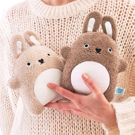 Guess who's back? Your favourite fluffy bunnies have just bounced back in stock in time for winter 🥰 We LOVE colour but there's something so beautiful about the warm neutral tones of these sweet twin bunnies 🤎 Will you be snuggling up with them this winter? Different Types Of Soft Toys, Animal Soft Toys Diy, Winter Plushies, Fleece Bunny, Maileg Dolls, Bunny Soft Toy, Handmade Soft Toys, Baby Knitwear, Cute Sewing Projects