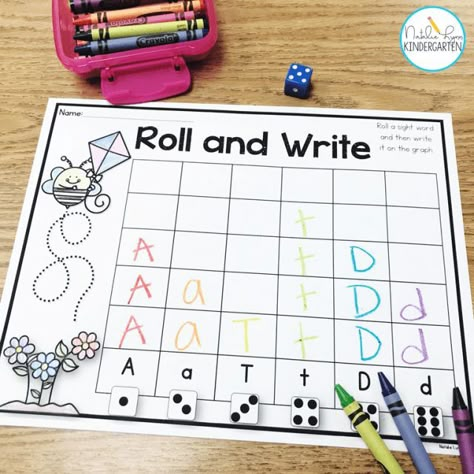 Hands On Alphabet Activities, Natalie Lynn, Roll And Write, Alphabet Centers, Literacy Centers Kindergarten, Kindergarten Letters, Kindergarten Lesson Plans, Kindergarten Centers, Preschool Literacy