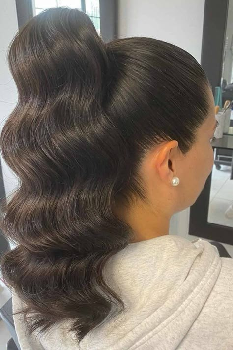 High Pony With Curls, Perfect High Ponytail, Retro Ponytail, Hairstyles High, Wrap Around Ponytail, Slick Ponytail, Elegant Ponytail, High Ponytail Hairstyles, Ponytail Hair Piece