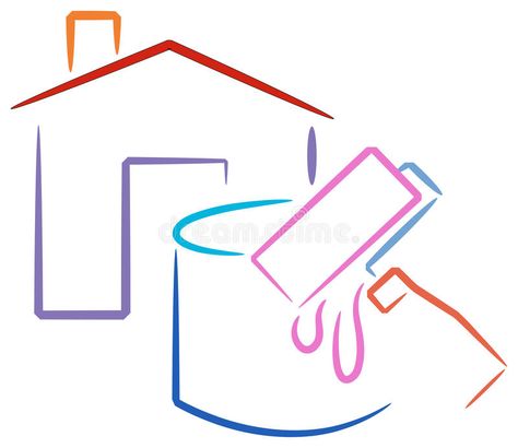 House painting logo vector illustration Painting Logo, House Painter, Drywall Repair, Exterior Painting, Professional Paintings, Paint Companies, Painting Services, Stock Photography Free, Background Illustration